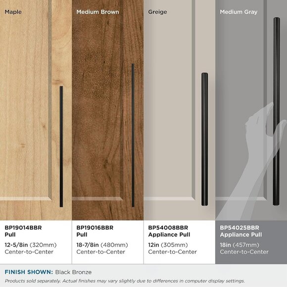 Appliance Pull handle | Black Bronze | 18 inch Center to Center | Bar Pulls - Picture 3 of 9